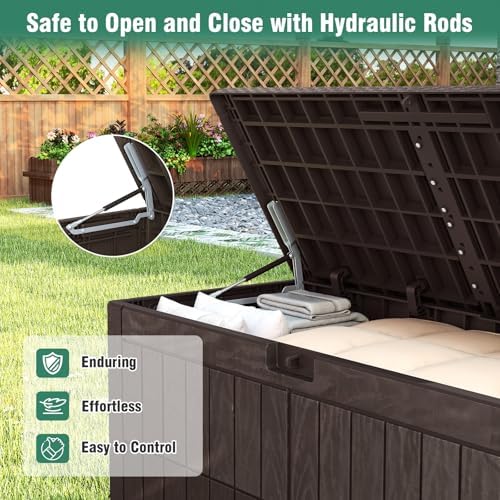 Tangkula 100 Gallon Outdoor Storage Box with Lockable Lid