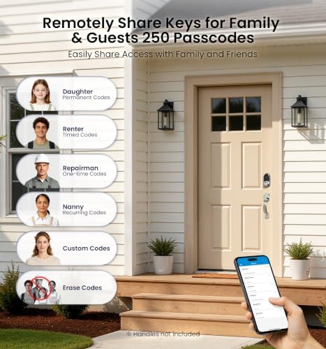 Veise RZ07 Fingerprint Smart Door Lock Deadbolt, App Control, Satin Nickel