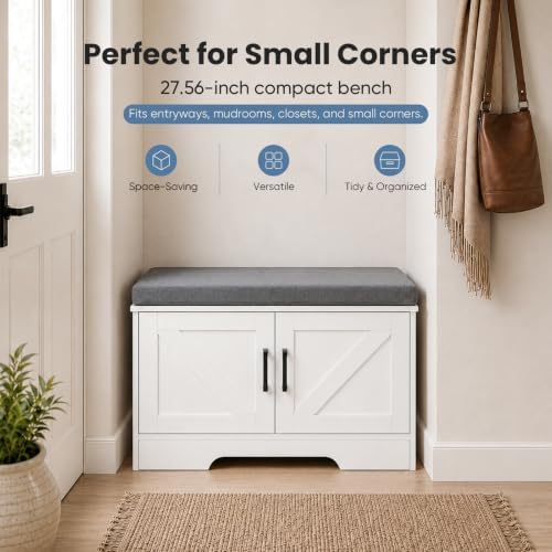 NEWBULIG Shoe Bench with Storage for Entryway, 27.6" Shoe Storage Bench