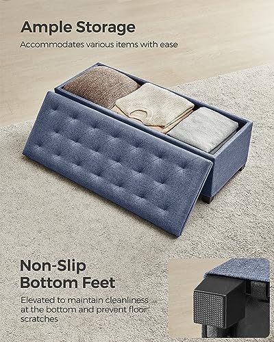 SONGMICS Storage Ottoman Bench, Foot Rest with Legs, Load up to 661.4 lb