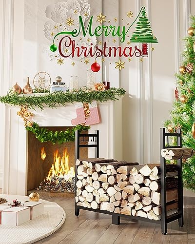 34inch Firewood Rack Indoor with Log Carrier,Outdoor Wood Rack for Firewood