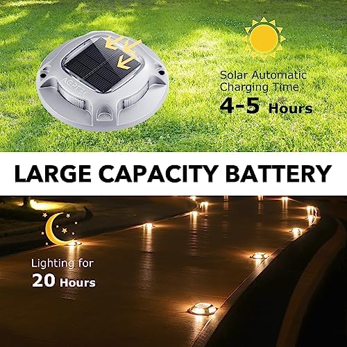 AGPTEK Solar Driveway Lights Outdoor 16 Pack, 2 Color Modes LED Deck Dock