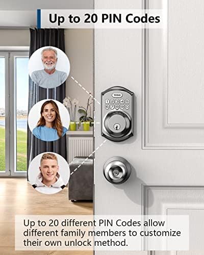 TEEHO TE001 Keyless Entry Deadbolt with Keypad for Front Door, Satin Nickel