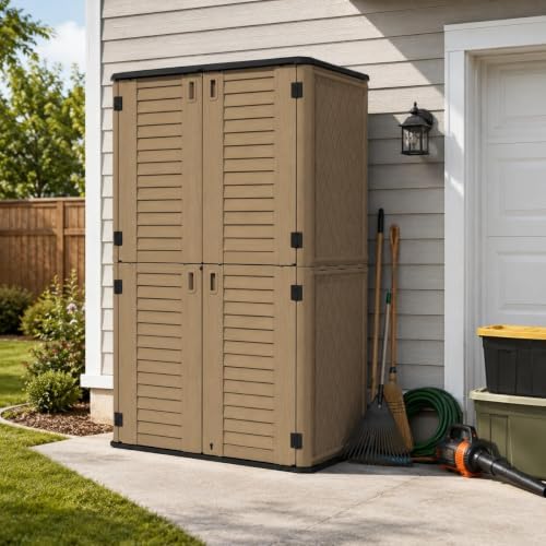 ADDOK 66 Cu.Ft Outdoor Storage Shed,Resin Storage Cabinet with Floor