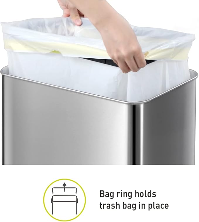 EKO Mirage-T 50 Liter / 13.2 Gallon Touchless Rectangular Motion Sensor Trash