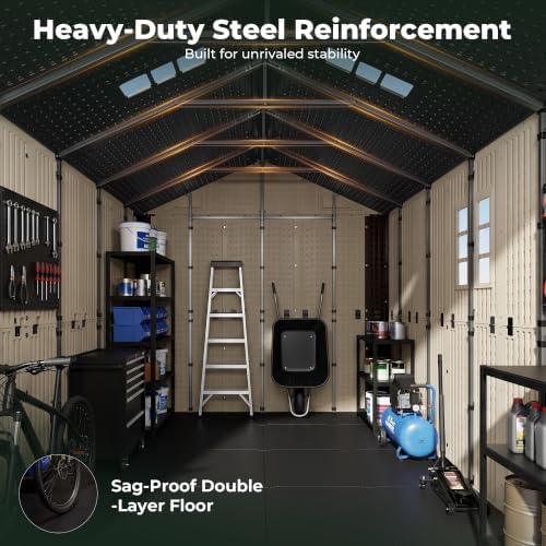 Resin Shed 8x10 FT Outdoor Storage Shed with Floor Included
