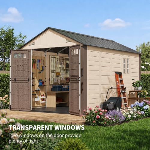 AirWire 8x12 FT Outdoor Resin Storage Shed Beige