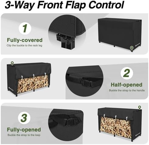 Porch Shield 8ft Waterproof Firewood Rack Cover (Cover Only)