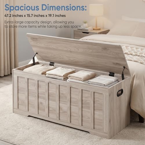 DUMOS 47.2" Wooden Storage Chest Bench with Storage for Bedroom