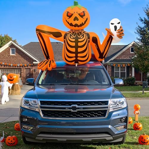 Halloween Inflatable Pumpkin Skeleton, 5FT Outdoor Halloween Decorations