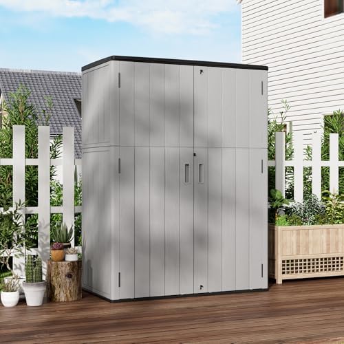 Mrosaa Outdoor Storage Shed Waterproof,Resin Storage Sheds Outdoor with Floor,Outdoor Storage Cabinet for Garage Storage, Pool Storage, Bike, Garden (57Cu.ft)