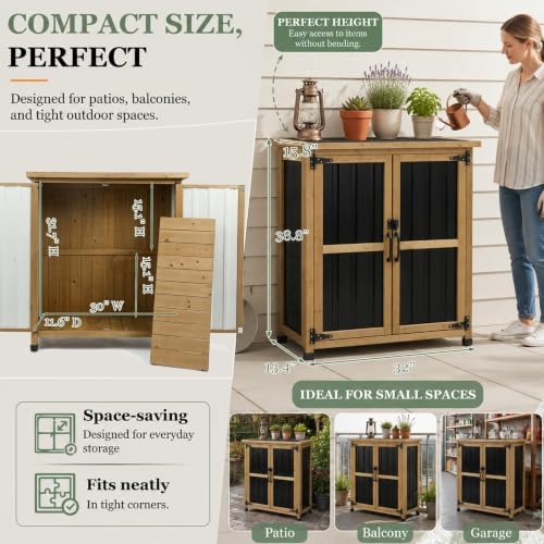Gowoodhut Outdoor Storage Cabinet Garden Shed Box for Tools Pool Accessorie