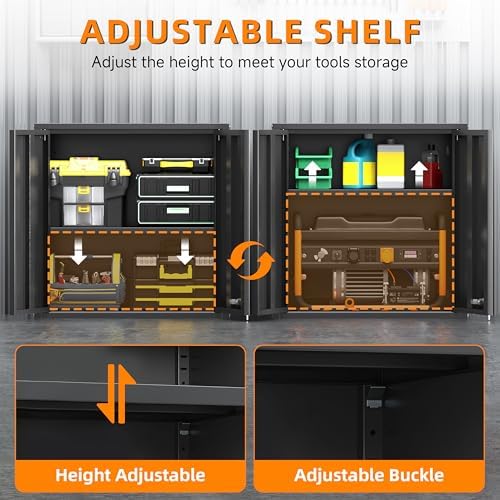 Garage Wall Cabinet with 2 Doors, Metal Wall Cabinet with Lock
