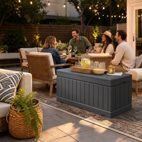 Devoko 78 Gallon Deck Box, Waterproof Resin Outdoor Storage Box