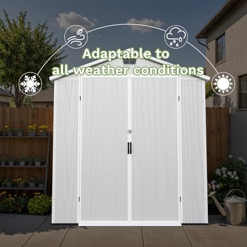 Patiowell 6X8 FT Resin Outdoor Storage Shed with Floor, Light Gray