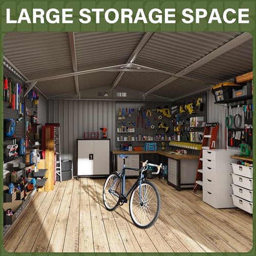 Polar Aurora 10x16 Outdoor Storage Metal Shed with Updated Frame Structure