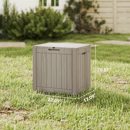 35 Gallon outdoor cushion storage deck boxes outdoor waterproof, package delivery boxes for outside, Outdoor Storage Lockable for Patio Furniture, Garden Tools and Pool Supplies, Light Brown