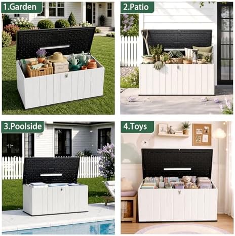 Outdoor Storage Shed, Resin Waterproof Storage Cabinet, Large Deck Box