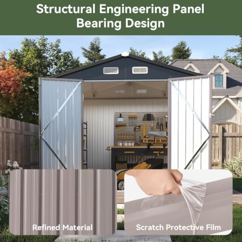 Aoxun 8x6 FT Shed Outdoor Storage Shed with Floor Brown