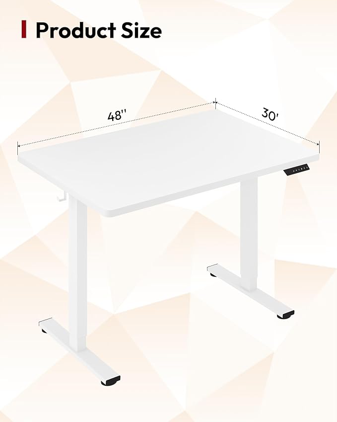 SANODESK Electric Standing Desk 48 x 30 Inches Whole-Piece Desktop Height