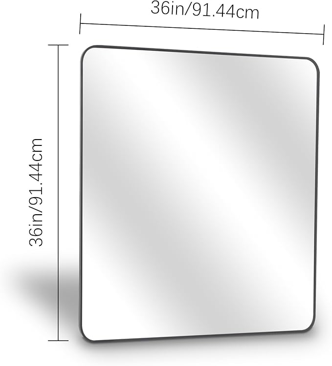36" x 36"Bathroom Mirror, Matte Black Wall Mirror