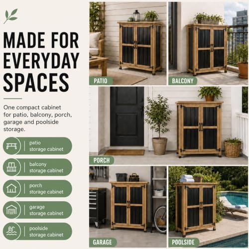 Gowoodhut Outdoor Storage Cabinet Garden Shed Box for Tools Pool Accessorie