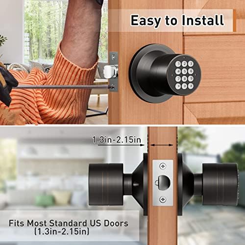 Digital Door Lock with Keypad - Electronic Door Knob for Keyless Entry - Oil Rubbed Bronze, 3 Pack