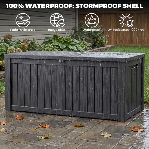 Outdoor Storage Box,150 Gallon Waterproof Deck Box [Upgraded 3.0]