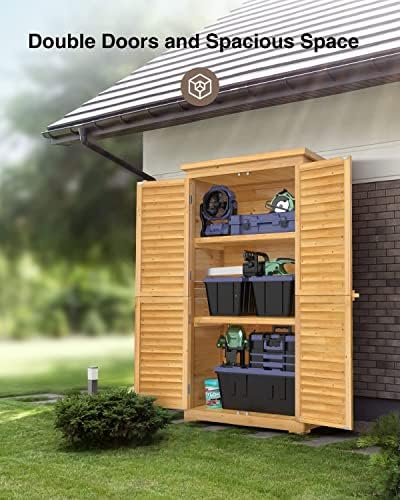 Bealife 63.2" Outdoor Storage Cabinet with Double Doors - Natural