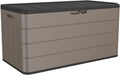 Outdoor Storage Box Waterproof, 100 Gallon Plus Lockable Resin Deck Box Large, Patio Storage Bin for Pool Accessories Cushion Furniture, Garden Tools, UV-Resistant Outside Delivery Brown