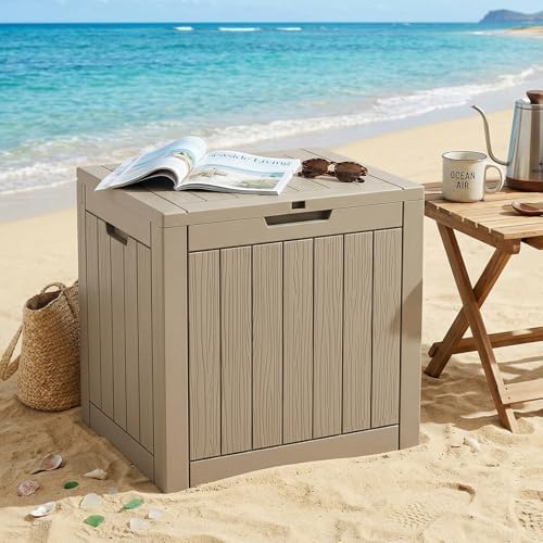 EFU Outdoor Storage Box 42 Gallon Deck Box, Waterproof Resin, Grey