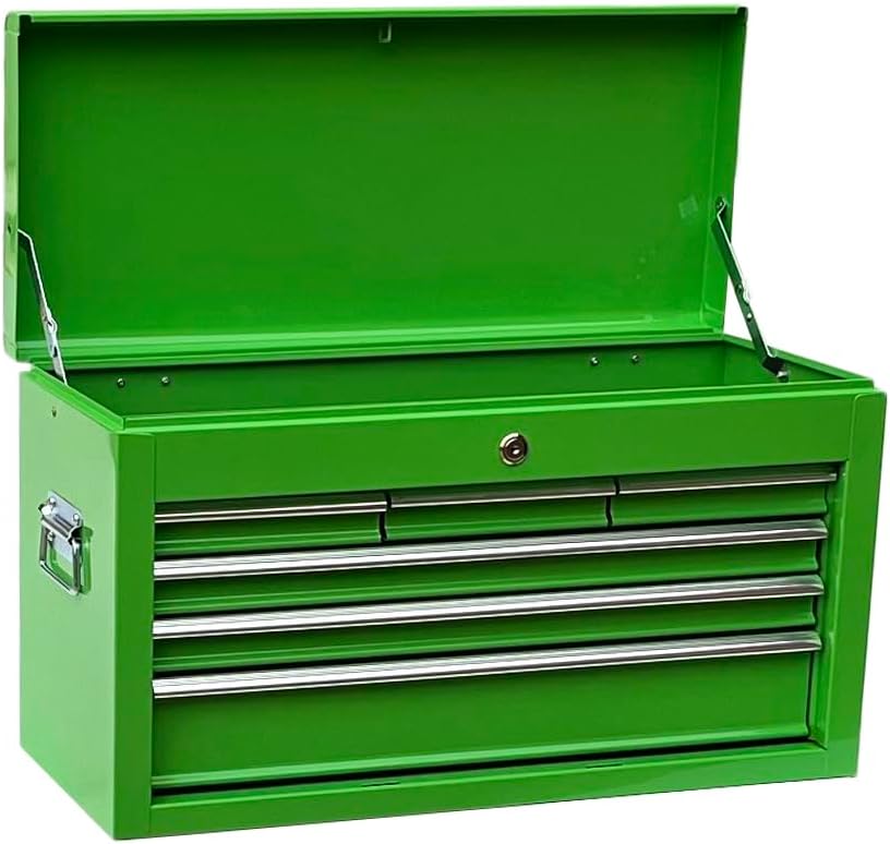 Workington Portable Metal Tool Chest with 6 Drawers, 24" 6-Drawer Tool Chest Cabinet with Ball Bearing Drawer Slides, Steel Tool Storage Box Organizer 4005 Green