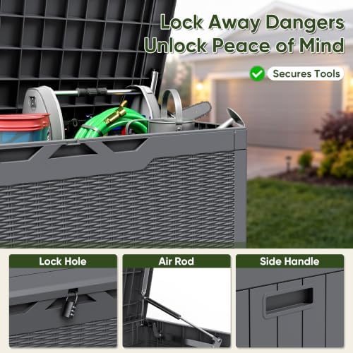 Flamaker Outdoor Storage Box 100 Gallon Waterproof Resin Deck Box