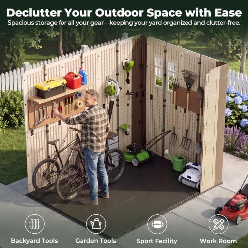 Resin Shed 8x6 FT Outdoor Storage Shed with Floor Included