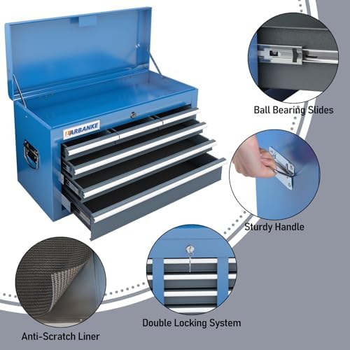 LARBANKE 20 Drawer Rolling Tool Chest Combo,with Wheels & Foot Pads, Blue