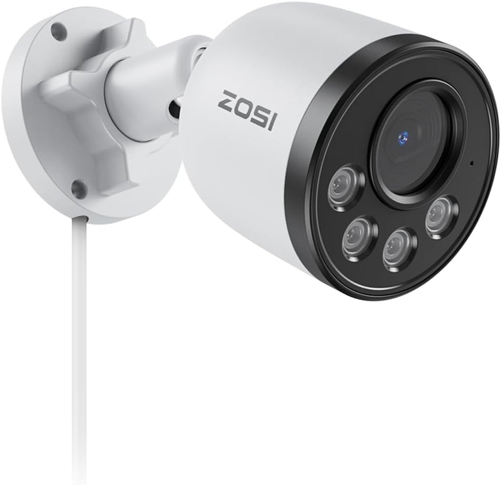 ZOSI ZG1804E 4MP Add-on Camera with Audio,Outdoor PoE Security Camera with Night Vision,Smart Human Detection,IP66 Weatherproof,Remote Access,Only Work with ZOSI PoE NVR System