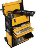 Stalwart Stackable Rolling Tool Box with Wheels, Yellow, 19.1 x 11.2 x 32in