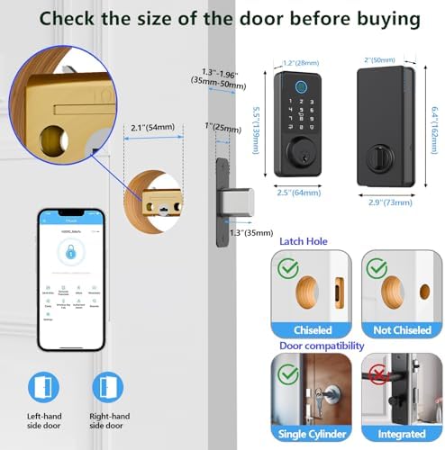 Smart Door Lock, Fingerprint Door Lock with Touchscreen Keypad