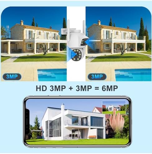 eversecu dual lens linkage 6mp wifi ptz security, side view