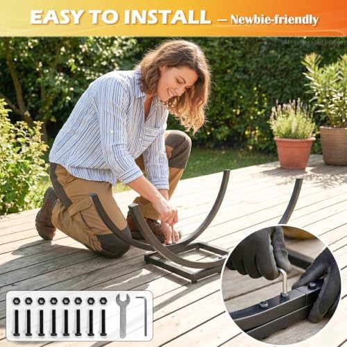 Curved Firewood Rack Holder: 22" Heavy Duty Firewood Holder for Fireplace
