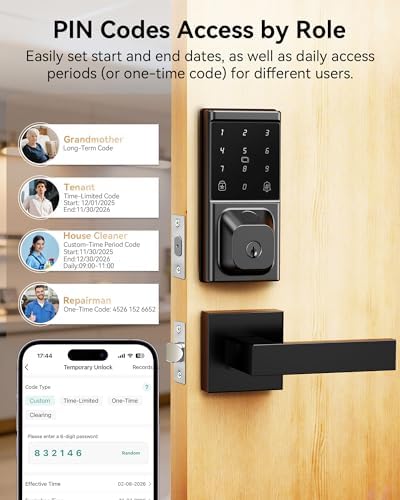 Keyless Entry Door Lock with Handle Set, Fingerprint Smart Deadbolt Lock