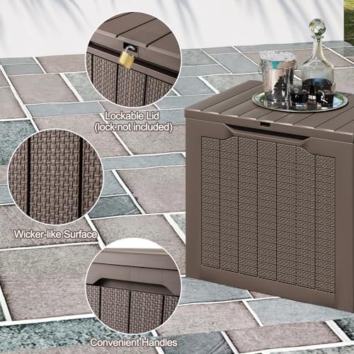 Tangkula 30 Gallon Outdoor Storage Box with Lockable Lid