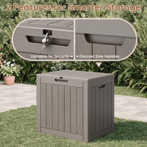NUNU LAB 35 Gal Outdoor Storage Box Waterproof Lockable,Deck Box,Grey
