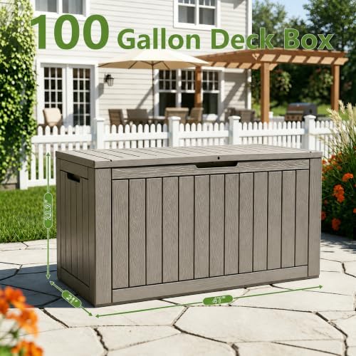 KAMABOKO 100 Gallon Outdoor Storage Box Waterproof Deck Box for Patio