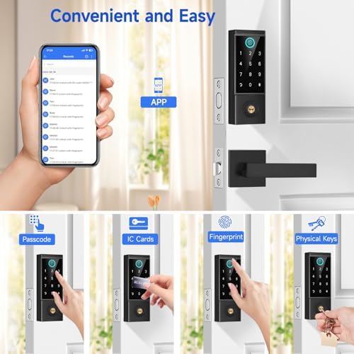 BEBASIA APP Control Fingerprint Lock with Handle, Heavy Duty