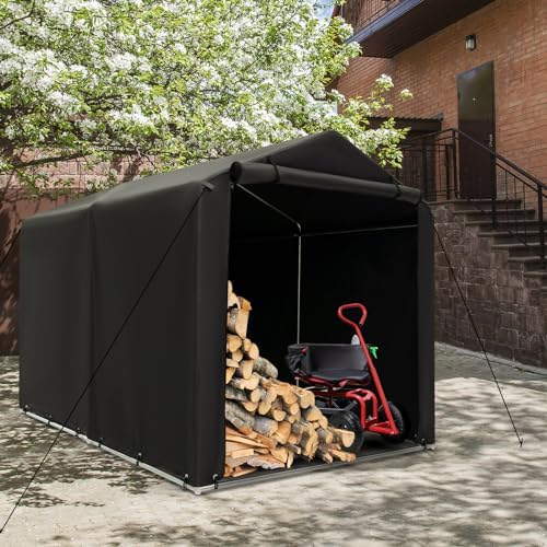 Goplus Portable Storage Shed, 7 x 5.2 x 5.4 Ft Heavy Duty Motorcycle Shed