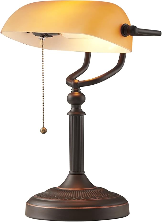 Newrays Matted Orange Glass Bankers Desk Lamp