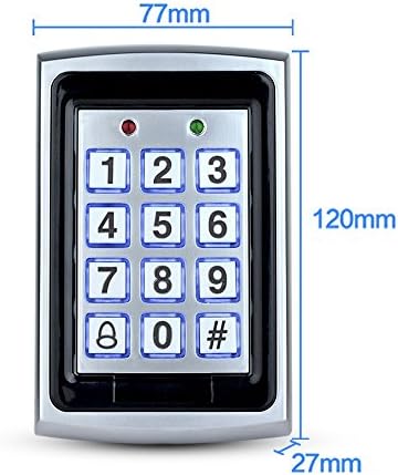 LIBO Waterproof Access Control Keypad Proximity RFID Controller, Suitable for Single Door Entry System, Support 1000 Users, Including 10pcs 125KHz RFID Keyfobs with Rainproof Cover