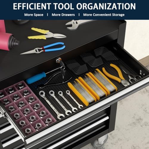 7-Drawer Metal Rolling Tool Chest with Wheels,Tool Storage Cabinet with Locking System,Toolbox with Wheels for Garage,Warehouse,Workshop (Black,7-Drawer)