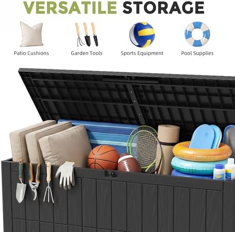 UDPATIO 100 Gallon Deck Box, Waterproof Resin Outdoor Storage Box for Patio